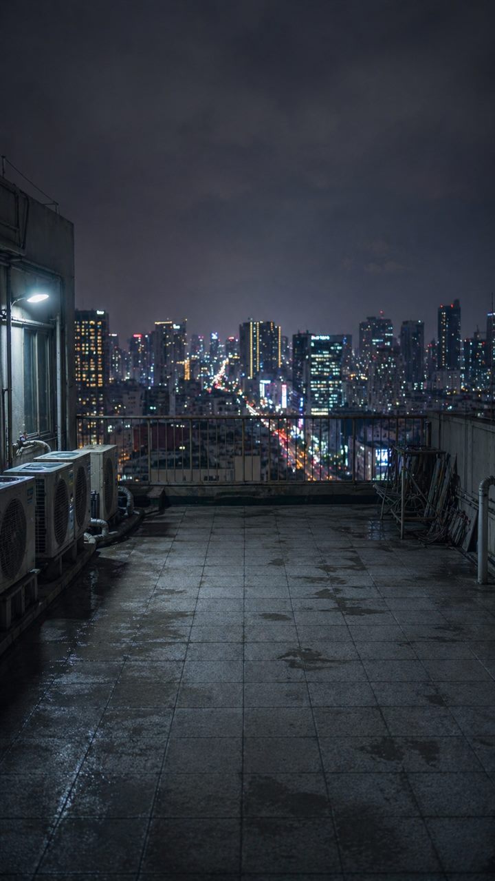 天台深夜空间 CG 场景